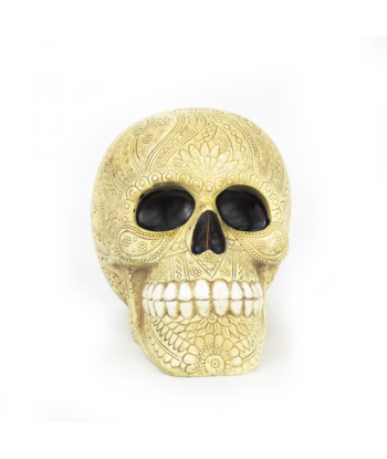 Hucha calavera flores labrada
